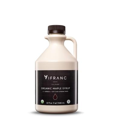 Vifranc Organic US Grade A Maple Syrup, Very Dark, 32 Ounce