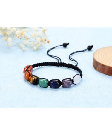 Go 7 Chakra Bracelet - Natural Gemstone Yoga Bracelet for Healing & Energy Therapy | Reiki Lucky Stones for Men & Women - Buy Online on GoSupps.com