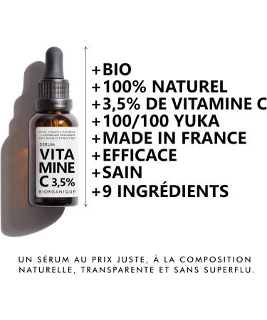 VITAMIN C Face Serum | 100% natural | With Organic Jojoba Oils + Organic Rosehip/Organic Licorice Extracts + Organic Marshmallow | Radiant/even complexion + Anti-Dark Spots + Elasticity | 30ml/9 ingredients - Buy Online on GoSupps.com