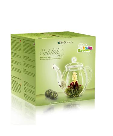 Creano Tea Blum Gift Set - 500ml Glass Jugs 6x Green Tea + Bonus Tealini Black Tea Ball - Perfect Gift for Tea Lovers - Buy Online on GoSupps.com
