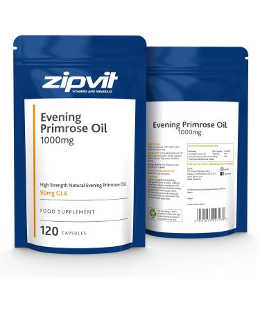 Evening Primrose Oil 1000mg - High Strength with Omega-6 and GLA - 120 Softgel Capsules - Supports Normal Cholesterol - Eco-Friendly Pouch - Buy Online on GoSupps.com