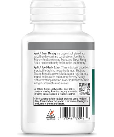 Kyolic Specialty Series Brain Memory for Concentration & Recall* 90 Capsules 90 Count (Pack of 1) Brain Memory - Buy Online on GoSupps.com