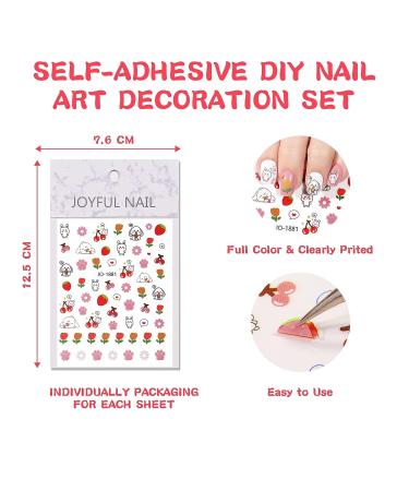 TOMICCA Cute Animals Nail Stickers for Kids - 12 Sheets 3D Self-Adhesive Nail Art Decoration Set for Girls - Buy Online on GoSupps.com