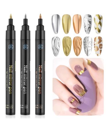 3 Color 3D nail art pens set kalolary nail polish pens nail point graffiti point tips draw painting liner brush for diy nail art beauty adorn manicure tools - Buy Online on GoSupps.com