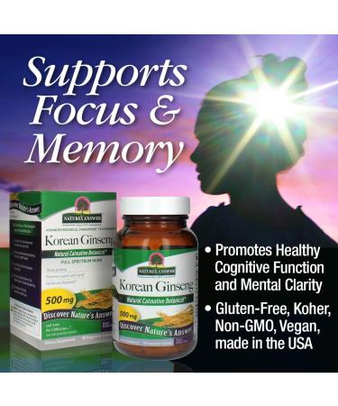 Nature's Answer Korean Ginseng - Vegan, Gluten-Free Memory & Focus Support | 50ct - Buy Online on GoSupps.com