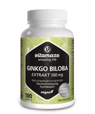 Ginkgo Biloba 50:1 Extract 100 mg 5000 mg - Pure Gingko Leaf Powder per Vegan Capsule - Blood and Brain Performance - 100 Days of Organic & High Strength Supplement Without Additives Ginkgo Biloba 5000mg