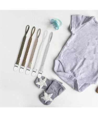 Pacifier Clip Set - Handmade Braided Binky Holder Leash for Boys and Girls - Fits All Pacifiers - Modern Unisex Baby Gift - 5 Pack - Buy Online on GoSupps.com
