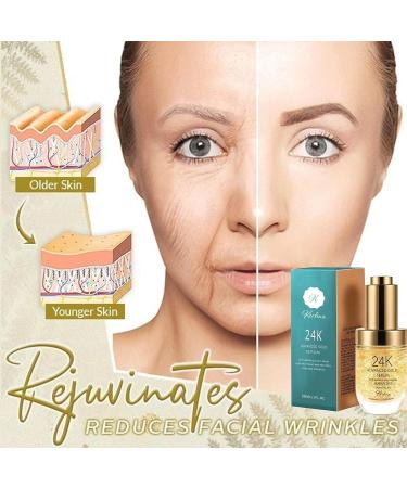 24k Gold Face Serum with Hyaluronic Acid, Vitamin E & C | Brightens, Firms, and Treats Acne | Anti-Aging & Anti-Wrinkles | For All Skin Types | Day & Night Use - Buy Online on GoSupps.com