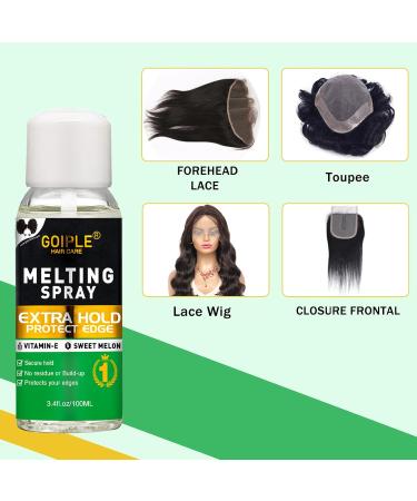 Lace Melting and Holding Spray for Wigs Extra Hold Hair Adhesive for Closures Extensions and Natural Edge Forming - With Edge Brush (3.4oz) - Buy Online on GoSupps.com