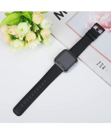 EZCO Leather Bands Compatible with Fitbit Versa/Versa 2 / Versa Lite  Vintage Genuine Leather Band Replacement Strap Wristband Accessories Man Women 5.5â-7.8â Wrist Compatible with Versa Smart Watch Black - Buy Online on GoSupps.com