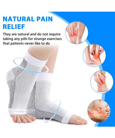 Functional Socks for Neuropathy | Soothe Compression & Ankle Brace Socks for Men & Women - L/XL White - Buy Online on GoSupps.com
