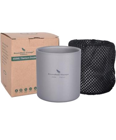 Boundless Voyage Titanium 3-in-1 Double Walled Cup 450ml - Heat Resistant Outdoor Camping Mug - Buy Online on GoSupps.com