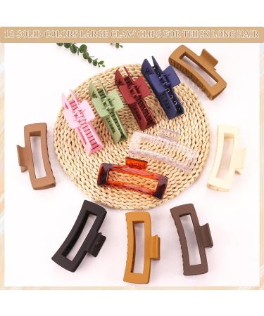 12 Pack Extra Large Hair Claw Clips for Thick Hair - Matte Color Big Jaw Clips for Long Curly Straight Hair - Non-slip Strong Hold Hair Clamps - Buy Online on GoSupps.com