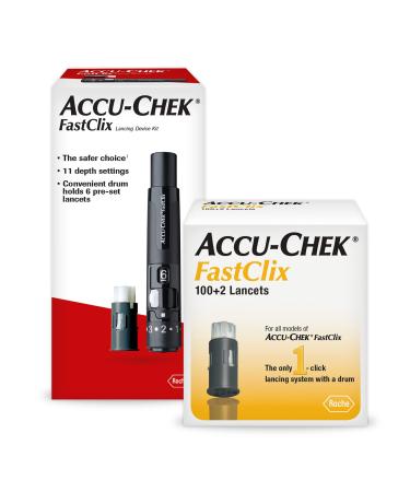 Accu-Chek FastClix Lancing Device and 108 Lancets for Diabetic Blood Glucose Testing (Packaging May Vary) Device and Lancets