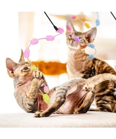 Cobee Katzenschnur Toy - 3-Pack Interactive Cat Teaser Wands with Colorful Plush Balls | Perfect Indoor Cat Toys - Buy Online on GoSupps.com