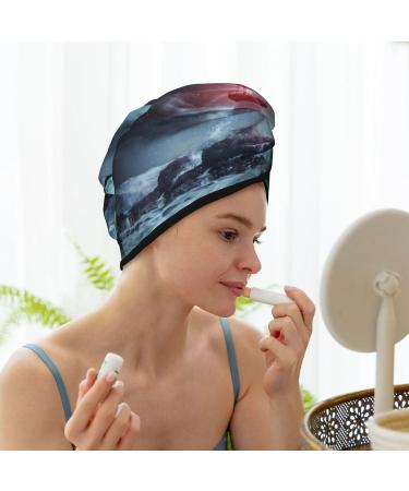 Quick-Dry Hair Towel Wrap with Button - Lighthouse in A Stormy Sea Design | Ultimate Hair Drying Turban - Buy Online on GoSupps.com