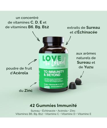 Immunity Gummies "To Immunity & Beyond" | 42 Vegan Gummies | Dietary Supplement | Natural Defenses | Fatigue Reduction | Made in France | Love and be Loved - Buy Online on GoSupps.com