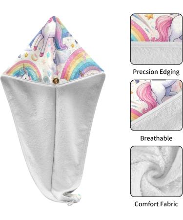 Playful Unicorn Hair Towel 2 Pack | Colorful Quick Dry Hair Turbans for Women & Girls - Super Absorbent & Fun Design - Buy Online on GoSupps.com