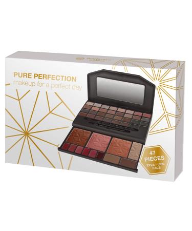 Boulevard de Beaut - Make-up highlight set in a travel kit compact palette 47 pieces basic nude tones rouge bronzing 32 eye shadows 12 lip glosses with mirror ideal for on the go