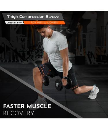 CrushN'Flex Thigh Compression Sleeves (Pair) - Thigh Support for Upper Leg, Quad, Hamstring - Ideal for Running, Sports, Weightlifting - Groin Pulls, Active Recovery - Men and Women (Medium) - Buy Online on GoSupps.com