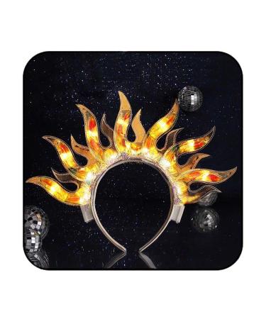 Sixexey Light Up Headband LED Flame Headbands Glow Fire Hair Band New Year Nightclub Party Rave Hair Accessories for Women Transparent