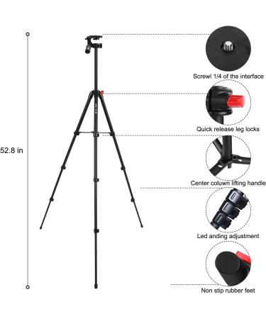 53-inch Tablet Tripod - Aluminum Stand for iPad, iPhone, Camera - Lightweight Selfie Stand for Travel - Black - Buy Online on GoSupps.com