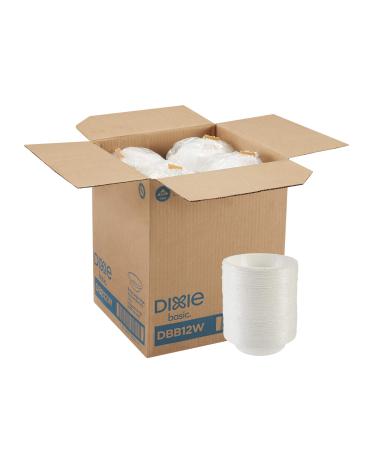 Dixie Basic 12oz. Light-Weight Disposable Paper Bowls by GP PRO (Georgia-Pacific) White DBB12W 1000 Count (125 Bowls Per Pack 8 Packs Per Case) Unwrapped