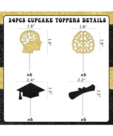 kreat4joy 24pcs Brain Graduation Cupcake Toppers Neurologist Graduation Congrats Grad Party Decor Neurology Party Decorations for Neuroscience Cake Decorations - Buy Online on GoSupps.com