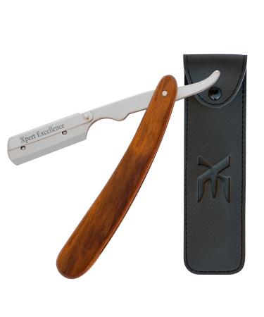 Xe barber razor for men with 100 blades - individual blade razor for hairdressers with wooden handle straight edge cut throat razor kit - ideal beard and mustache shave shaving - Buy Online on GoSupps.com