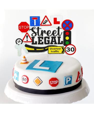New Driver Cake Topper Street Legal Cake Decor Caution New Driver Party Decoration Learner Driver 16th Birthday Party Supplies Traffic Road Signs Decoration Pass the Driver Test New Driver Favor - Buy Online on GoSupps.com
