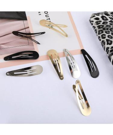 Lusofie 60Pcs 2 Inch Metal Hair Snap Clips for Women Girls with Storage Box - Gold, Silver, Black | Simple Snap Barrettes - Buy Online on GoSupps.com