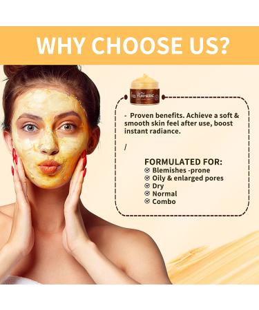 Turmeric Clay Mask with Vitamin C & E - 6.35 oz Facial Mask + Brush | Nourishing Aloe Vera - Buy Online on GoSupps.com