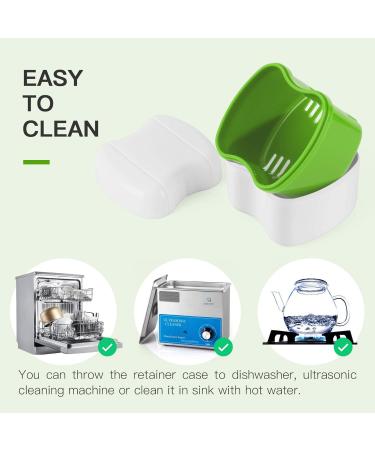 Annhua Dental Storage Container with Flushable Basket Denture Boxes Denture Retainer Case for Soaking and Cleaning Dentures Home & Travel Use(Light Green) - Buy Online on GoSupps.com