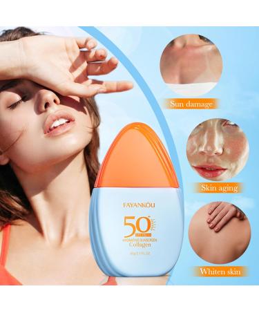 Sun Cream SPF 50 SPF 50 Face Moisturiser Face Sun Cream SPF 50 with Nicotinamide and Collagen Sunscreen SPF 50 Face Protection UVA & UVB & Non Greasy for Sunscreen Black and Prevent Sunburn - Buy Online on GoSupps.com