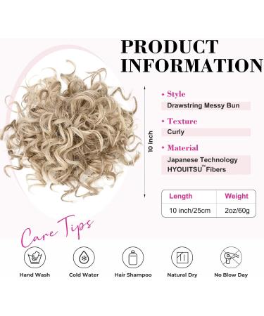 REECHO Messy Bun Hair Piece - Large Curly Wave Updo Hairpiece - Dark Ash Blonde - Buy Online on GoSupps.com