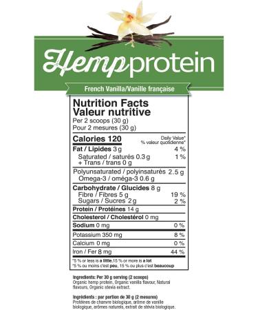 Prairie Naturals Organic Raw Hemp Protein - French Vanilla Flavour 400 gram - Buy Online on GoSupps.com