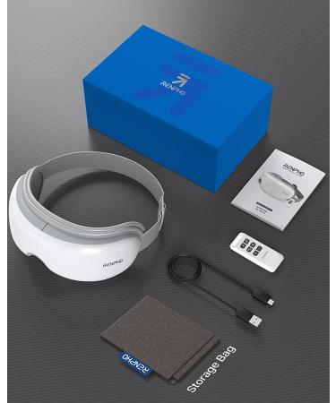 RENPHO Eye Massager for Migraines with Heat Compression, Remote Control, Bluetooth - Rechargeable Eye & Temple Massage Mask for Relaxing Eye Strain, Dark Circles, Bags, Dry Eyes - Improve Sleep | A-white - Buy Online on GoSupps.com