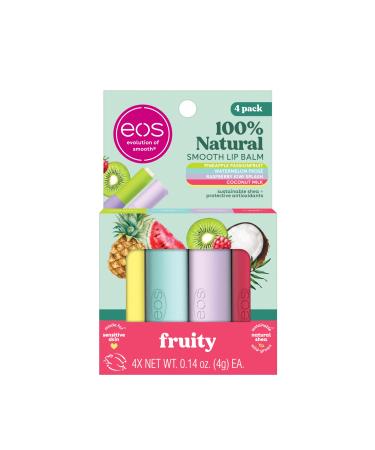 eos 100% Natural Lip Balms- Coconut Milk Pineapple Passionfruit Watermelon Fros & Raspberry Kiwi Splash All-Day Moisture Lip Care 0.14 oz 4-Pack Multi 0.14 Ounce (Pack of 4)