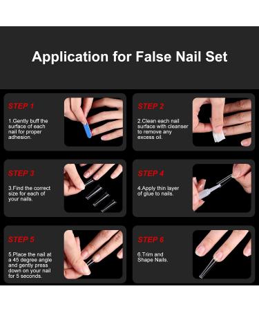 480pcs XXL Clear Acrylic Coffin Nail Tips - 12 Sizes Half Cover Ballerina Nails for DIY & Nail Studios - Buy Online on GoSupps.com