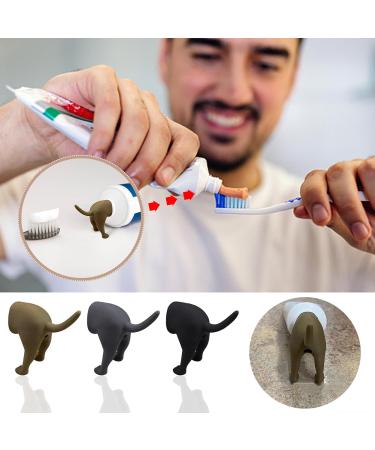 Pooping Dog Butt Toothpaste Topper Dog Pooping Toothpaste Cap Funny Creative Toothpaste Topper for Any Dog Lover (2pcs-Black) (2pcs-Brown) - Buy Online on GoSupps.com
