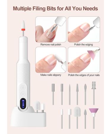 Portable Electric Nail File 12 Drill Bits Rechargeable Base - Adjustable Speed Manicure & Pedicure Set for Acrylic & Gel Nails - Buy Online on GoSupps.com