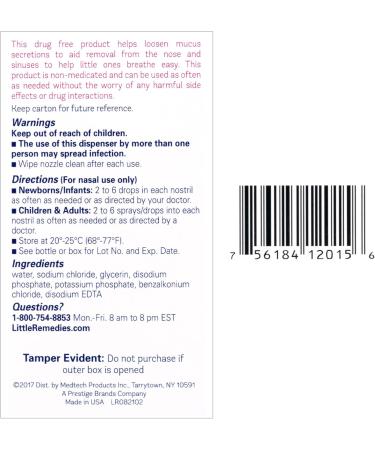 Little Remedies Noses Saline Spray Drops 1 Fl Oz (Pack of 2) - Buy Online on GoSupps.com