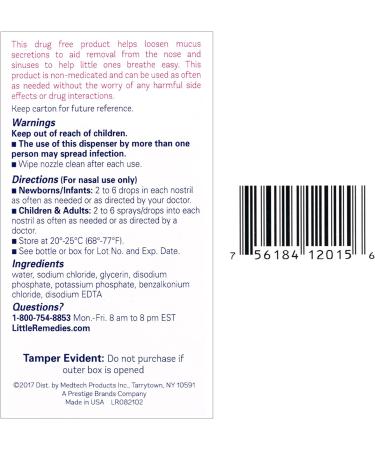 Little Remedies Saline Spray and Drops 0.5 fl oz - Safe for Newborns - Pack of 3 - Buy Online on GoSupps.com