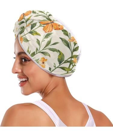 Orange Flowers Hair Towel Set - Super Absorbent Quick Dry Hair Turbans for Women & Girls | 2 Pack - Buy Online on GoSupps.com