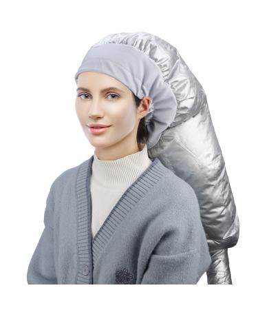 Siebeweauty drying for hair helmet drying cap salon bonnet hair dryer attachment hair cap for styles curls long hair hair hood for quick drying at home silver XL silver
