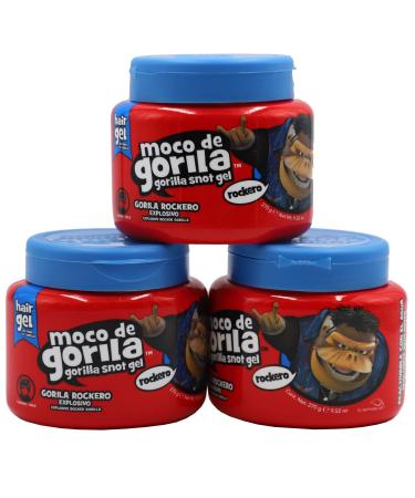 Moco de Gorila Rockero Hair Gel Jar Long Lasting Strong Hold Hair Styling Gel Yellow Lavender 3-Pack of 9.52 Oz Each 3 Jars