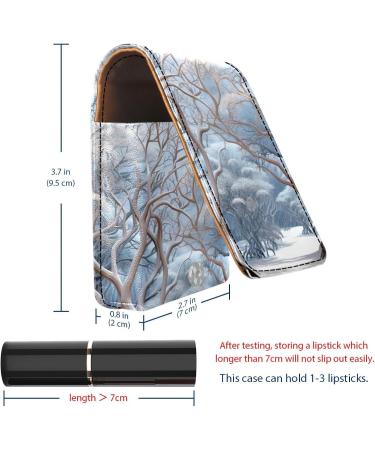 Travel Lipstick Organizer Case - Portable Makeup Bag with Mirror | Winter Forest Tree Elk Design - Buy Online on GoSupps.com