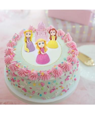 4x Princess Cake Toppers Set - Princess Castle Girls Birthday Party Wedding Baby Shower Christening Cupcake Decoration - Comes with an Edible Glue - Buy Online on GoSupps.com