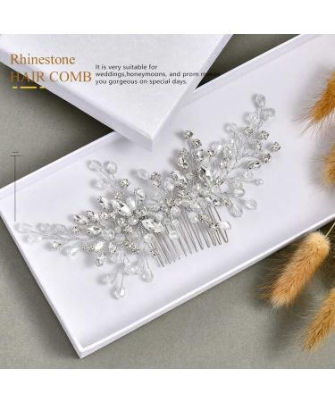 Catery Rhinestone Bridal Hair Comb - Silver Wedding Hair Piece for Women and Girls - Buy Online on GoSupps.com