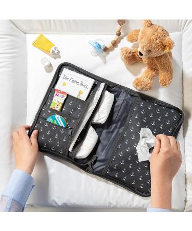 Luxdag Nylon Wrap Diaper Bag with Zipper - Dark Gray Anchor - Stylish & Functional Compartment Organizer for On-the-Go Parents - Buy Online on GoSupps.com